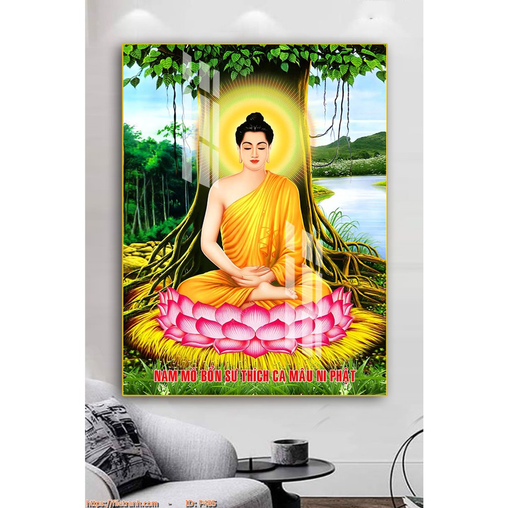 Tranh phật giáo 60x90cm - Tranh treo tường in UV ( Tráng gương bóng) | BigBuy360 - bigbuy360.vn