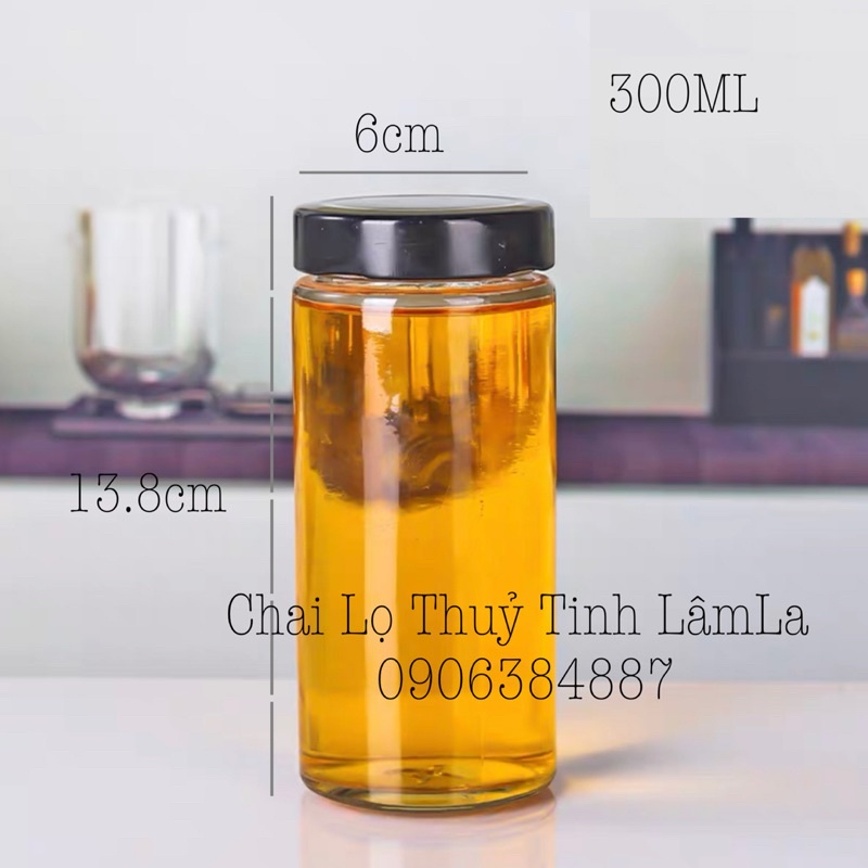 Hàng Mới Về | Hũ Thuỷ Tinh Tròn Suông Cao Nắp Thiếc Dày 300ml 380ml | Thực Phẩm , Gia Vị , Mật Ong
