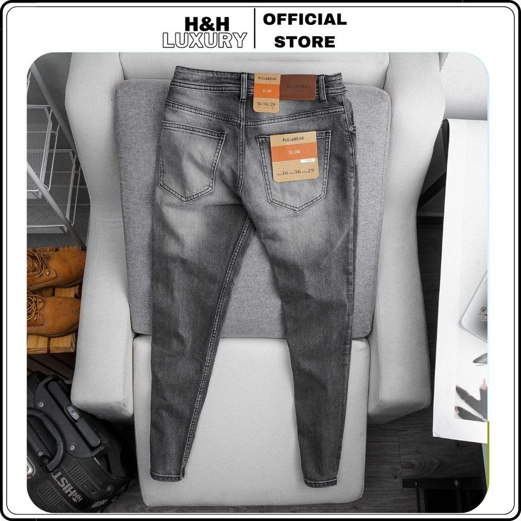 Quần bò nam đẹp Pull & Bear xanh co giãn 4 chiều xuất dư - H&H LUXURY