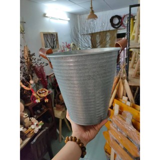 Xô thiếc phối quai da kích thước 25x30x30CM