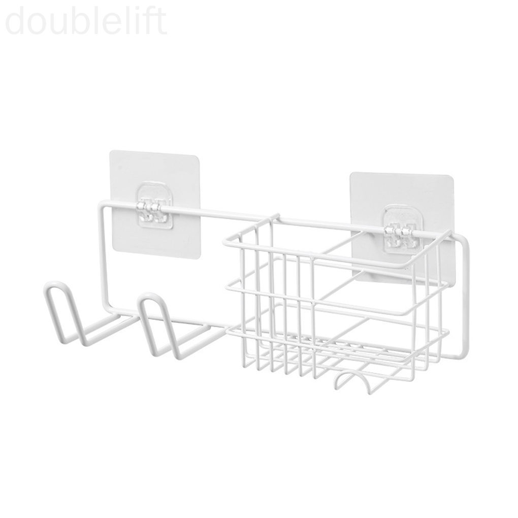 Wall Shelf Bathroom Wall Mounted Organizer Rack Toiletry Sundry Storage Iron Shelf doublelift store