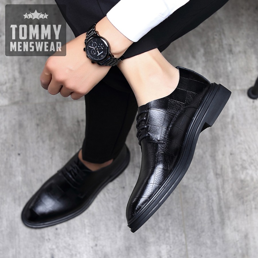 Giày Tây Nam - TẶNG TẤT - Giày Nam Cao Cấp Hàng Hiệu Men Lỳ GD90