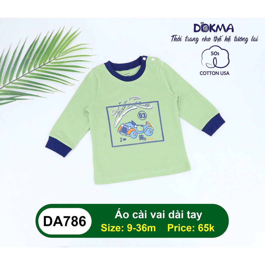 (6-36m) Áo dài tay cài vai vải cotton mỏng cho bé - DOKMA