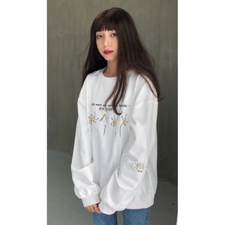 Áo Sweater DAISY'S CRUSH Thêu Hoa TRẮNG UNISEX 1hitshop