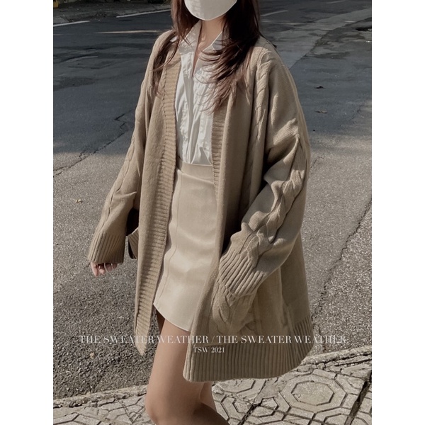 Áo khoác cardigan len thừng dáng dài kèm đai chất đẹp ( Ảnh thật ) | BigBuy360 - bigbuy360.vn