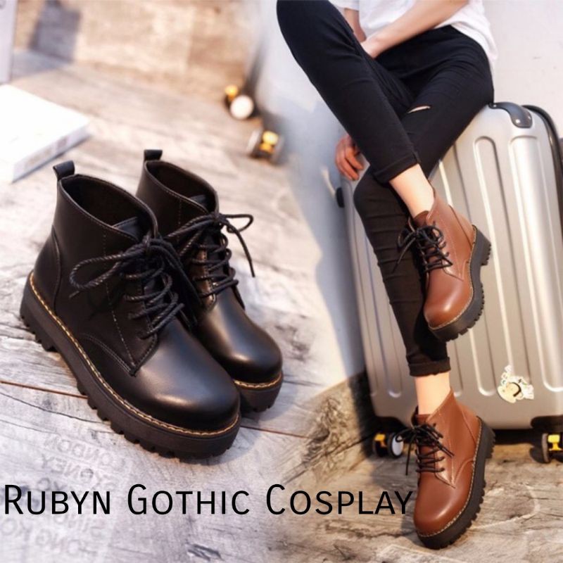 [CÓ SẴN] 🍁 Giày Boots Basic Oxford đế cao 4cm ( Size 35 - 40 ) ĐEN VÀ NÂU