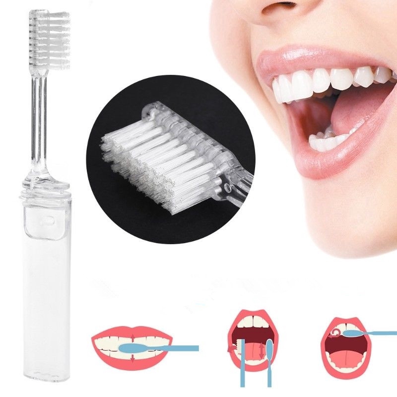 Bàn chải gấp được trong suốt dùng khi du lịch