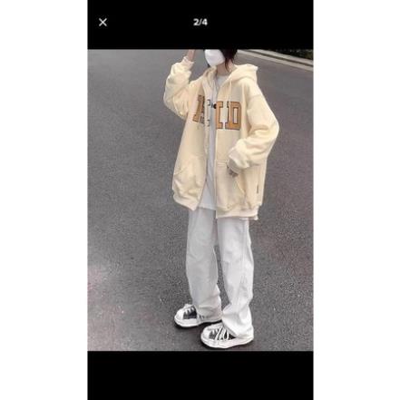 Áo Hoodie Zip Kéo Khoá Chữ KID Cao Cấp Chất Nỉ Ngoại Dày Dặn Form Rộng Tay Phồng-Unisex Nam Nữ( Hàng Sẵn)