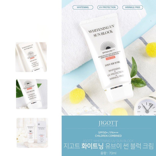 Kem chống nắng JIGOTT Whitening UV Sun Block Hàn Quốc dùng cho cả trẻ em 70ml