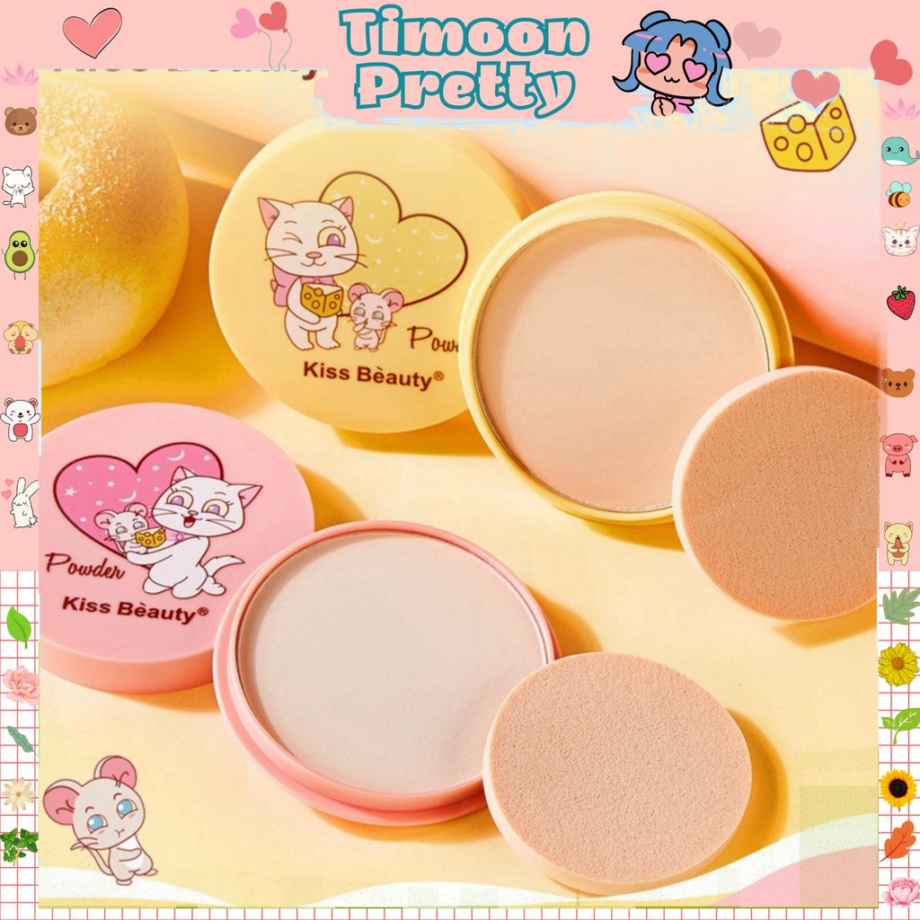 Phấn Phủ Kiềm Dầu Dạng Nén Kiss Beauty Cartoon Cheese Hot