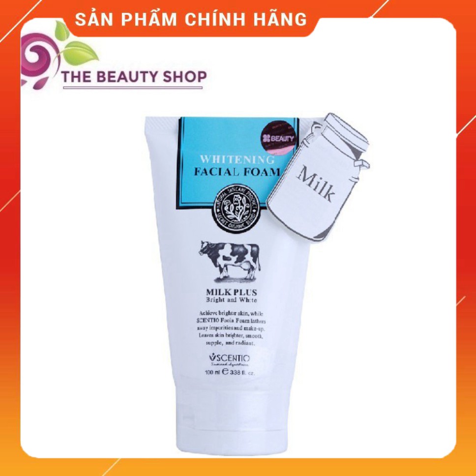 Sữa rửa mặt con bò dưỡng trắng Beauty Buffet Scentio Milk Plus 100ml