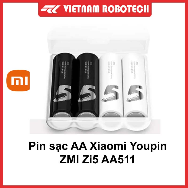 COMBO Bộ sạc pin AA/AAA Xiaomi Youpin ZMI PB411 kèm Pin sạc AA/AAA Xiaomi Zi5 Zi7 Chính hãng - VIETNAM ROBOTECH