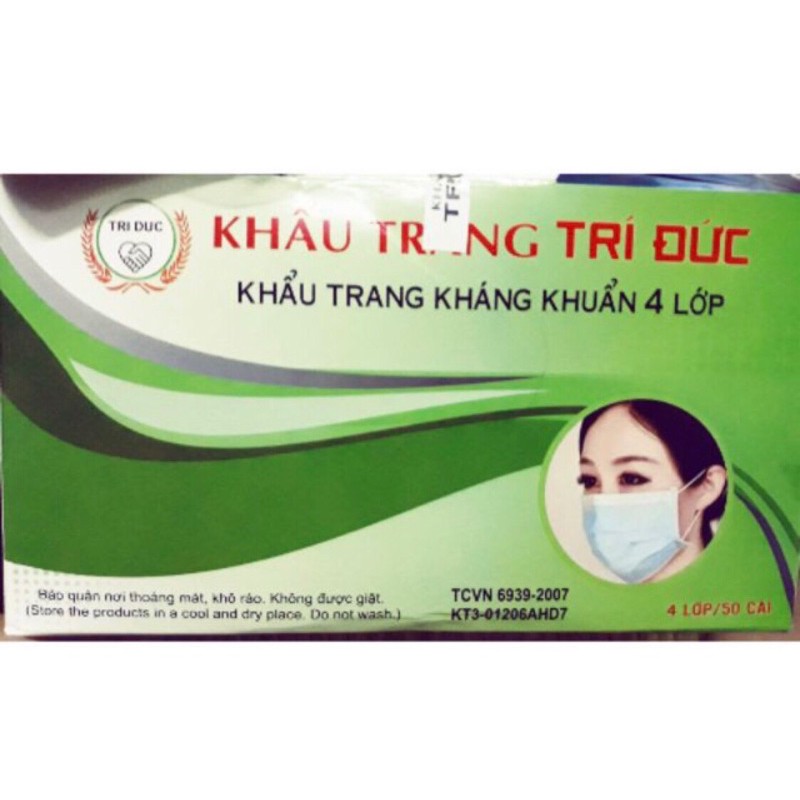 Khẩu trang y tế 4 lớp kháng khuẩn hộp 50 cái hiệu Trí Đức | BigBuy360 - bigbuy360.vn