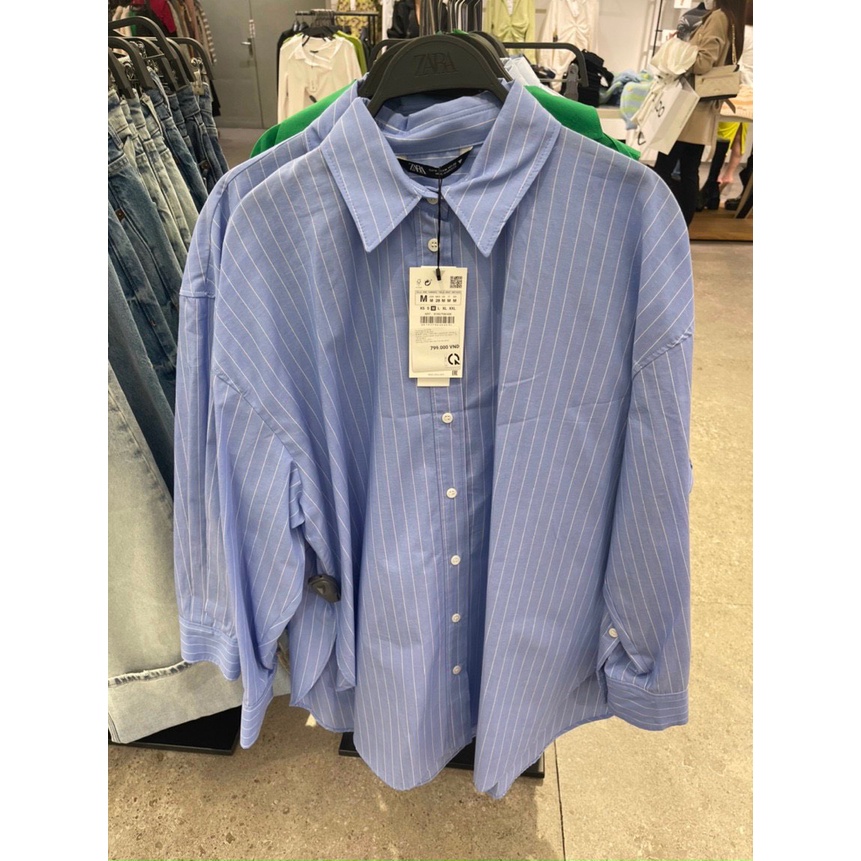 Áo sơ mi nữ kiểu kẻ xanh dài tay thời trang cao cấp - ShynCloset