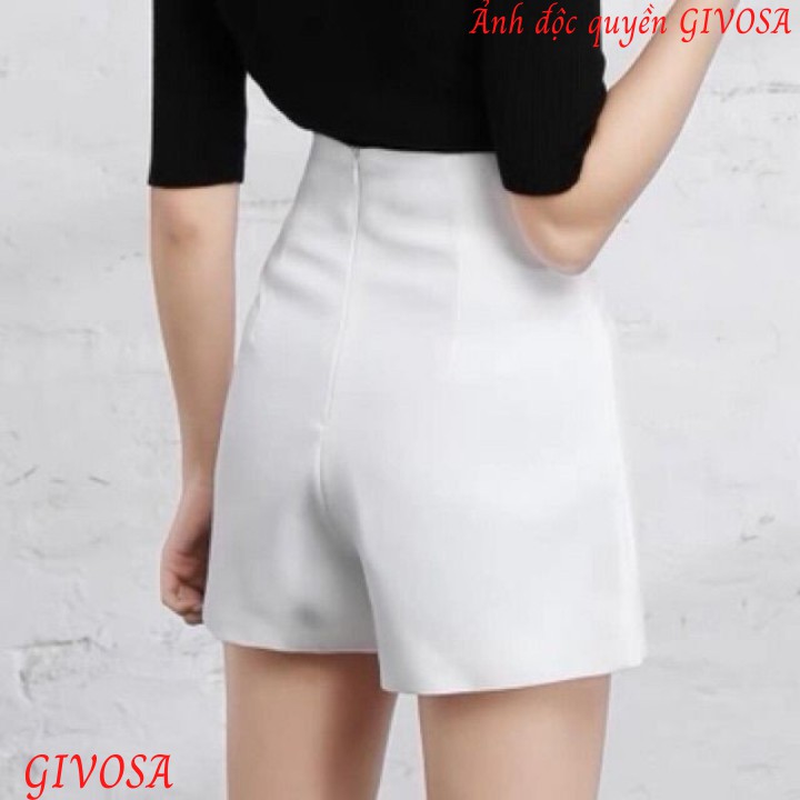 Quần sooc Goness đùi vải cạp cao cho nữ có khoá sau nhiều màu dễ phối đồ | BigBuy360 - bigbuy360.vn