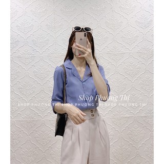 Áo sơmi lụa cổ V dài tay 4 màu (hình thật/video/sẵn)