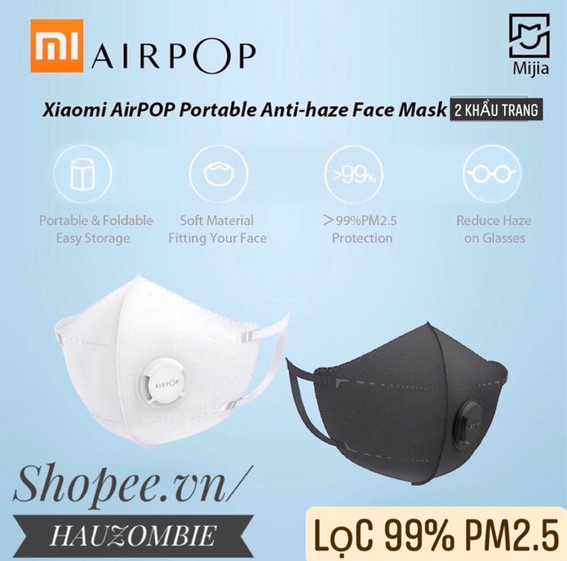 [RẺ VÔ ĐỊCH] Bộ 2 Khẩu Trang XIAOMI AIRPOP Chống Bụi PM2.5 Chính Hãng | BigBuy360 - bigbuy360.vn