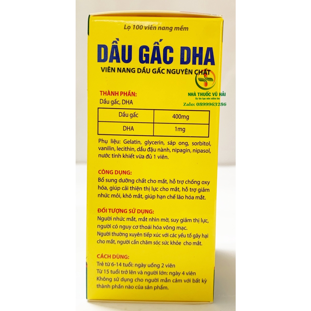 Viên dầu gấc DHA chiết xuất từ tinh dầu gấc giúp sáng mắt đẹp da