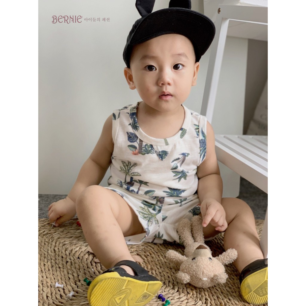 [Bernie kids]_Bộ balo cotton họa tiết cây dừa cho bé trai 8 -20kg