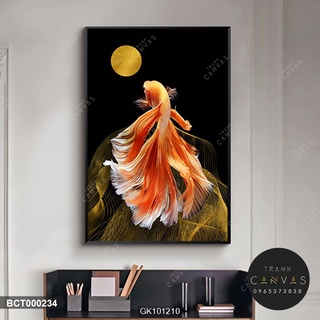 Tranh canvas khổ dọc chủ đề cá