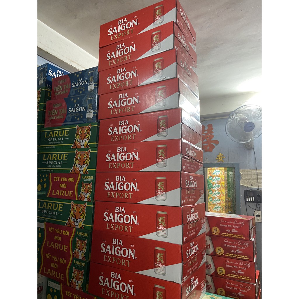 Thùng 24 Lon Bia Saigon Export Bao Bì Xuân Tết - Sài Gòn Đỏ 330ml/Lon Date Luôn Mới