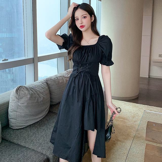 Váy đan dây lệch tầng xẻ tà đầm có size cho người Bigsize siêu tôn dáng dài JINAA mã 124