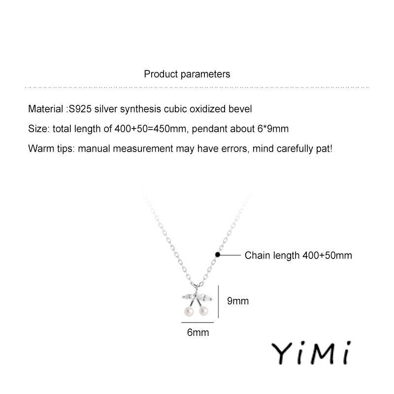 Vòng cổ Mặt Hình Trái Cherry Đính Ngọc Trai Phong Cách Hàn Quốc Lãng Mạn Cho Nữ