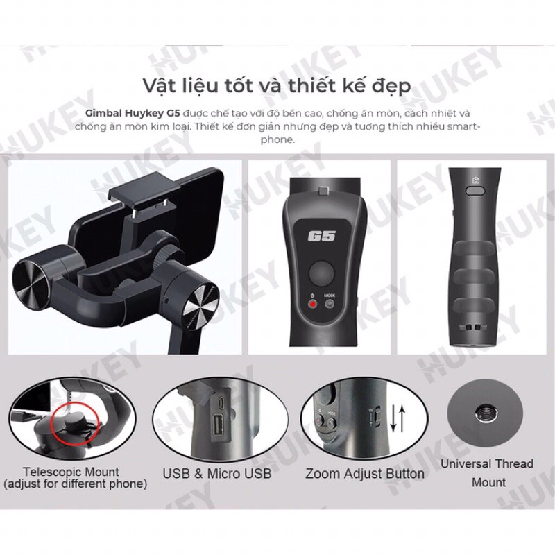 Gimbal chống rung Hukey G5 PRO | BigBuy360 - bigbuy360.vn