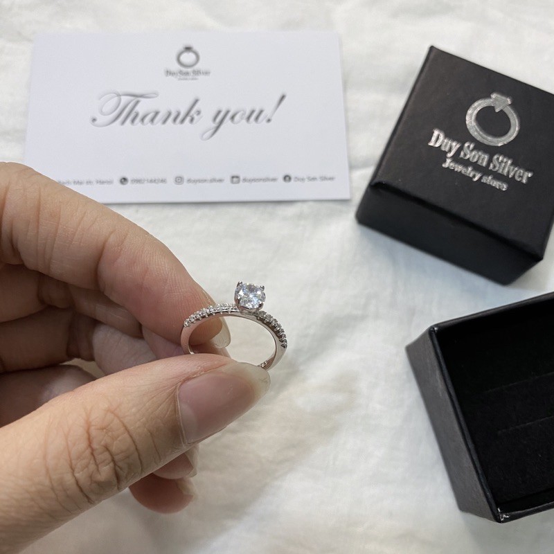 Nhẫn bạc nữ đính đá ổ đá cao Duyson Silver [SKU]