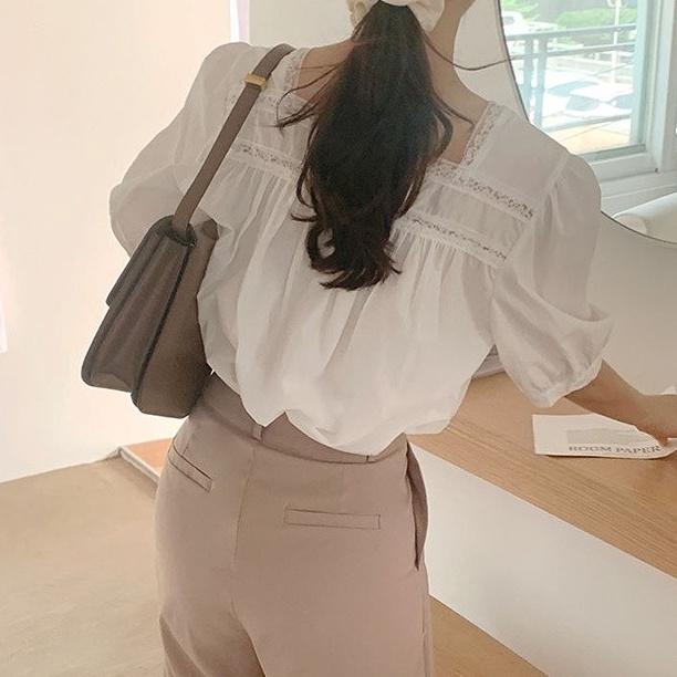 SUXI Áo Sơ Mi Ngắn Tay Màu Sắc Đơn Giản Thời Trang Mùa Hè Hàn Quốc