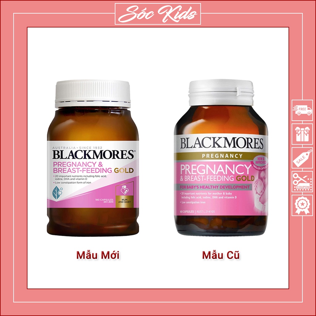 Vitamin Bầu Bú Blackmores Pregnancy &amp; Breast-Feeding Gold - CHUẨN ÚC | DATE 2024 | MẪU MỚI | 180 VIÊN | SÓC KIDS