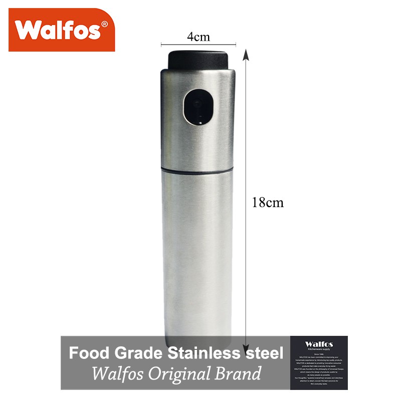 Bình Xịt Dầu Olive/Giấm Walfos Bằng Thép Không Gỉ Có Thể Đổ Đầy 4x18cm