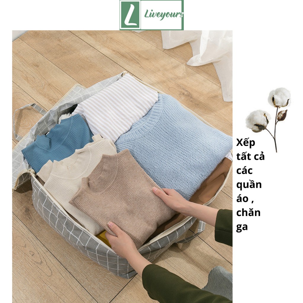 Túi đựng quần áo chăn màn vải canvas không thấm nước, giỏ đựng đồ đa năng cỡ siêu to