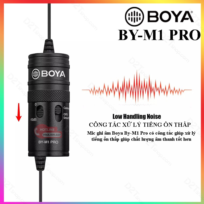 Mic ghi âm cài áo Boya BY- M1 PRO xử lý tiếng ồn thấp cho điện thoại , máy tính ,máy ảnh bảo hành 18 tháng