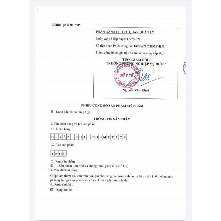Hôi nách Huyền Phi INOD 5ml Quynhanhspa  giúp vùng nách luôn khô thoáng sạch sẽ