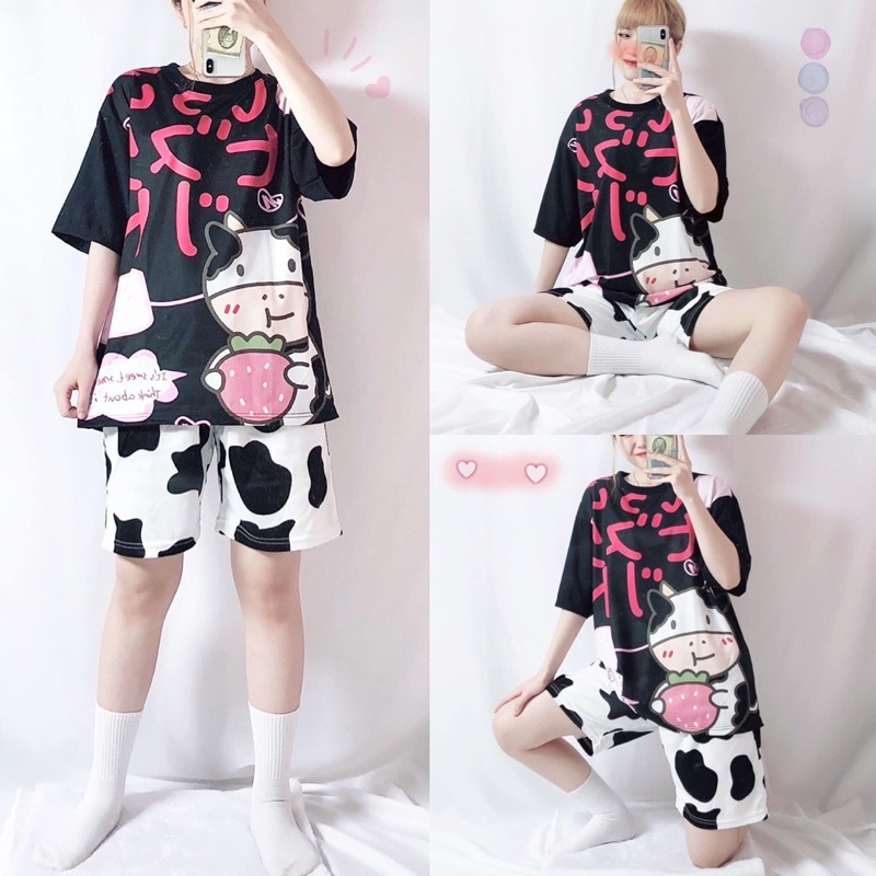 Set Cartoon Bò Sữa Ảnh Thật