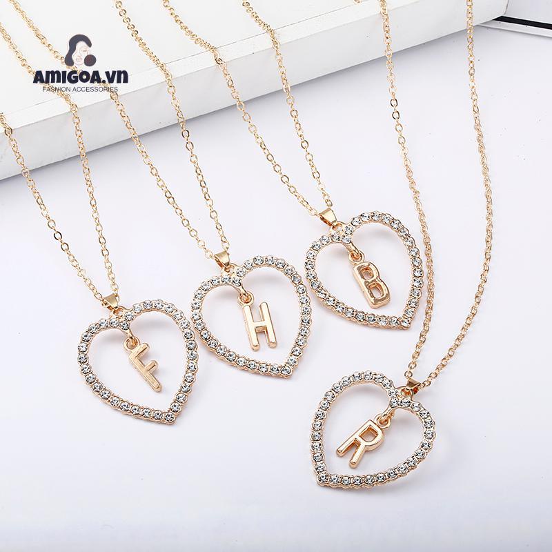Vòng cổ Mặt 26 Chữ Cái Đính Đá Đơn Giản Thời Trang