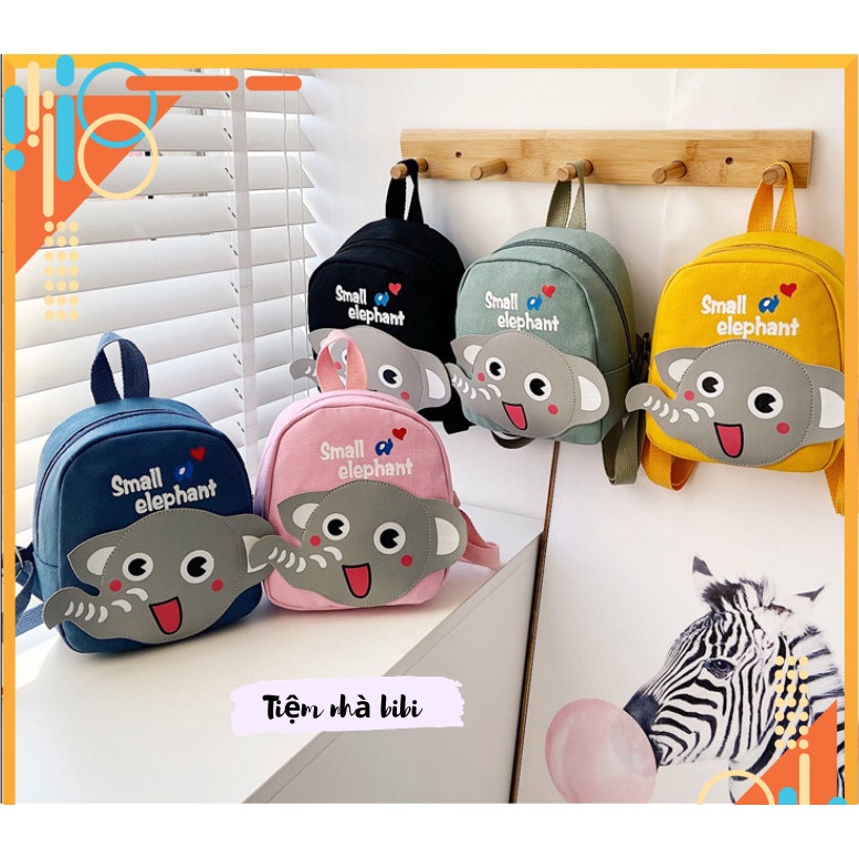 Balo Vải Cho Bé Trai, Bé Gái - Túi Trẻ Em Đi Học, Chơi, Mầm Non Dễ Thương Mini Giặt Được Đáng Yêu Small Elephant