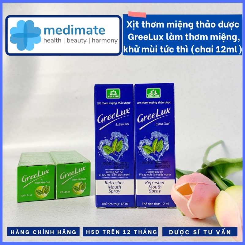 Xịt thơm miệng thảo dược GreeLux thơm miệng tức thì, chăm sóc răng miệng (chai 12ml)