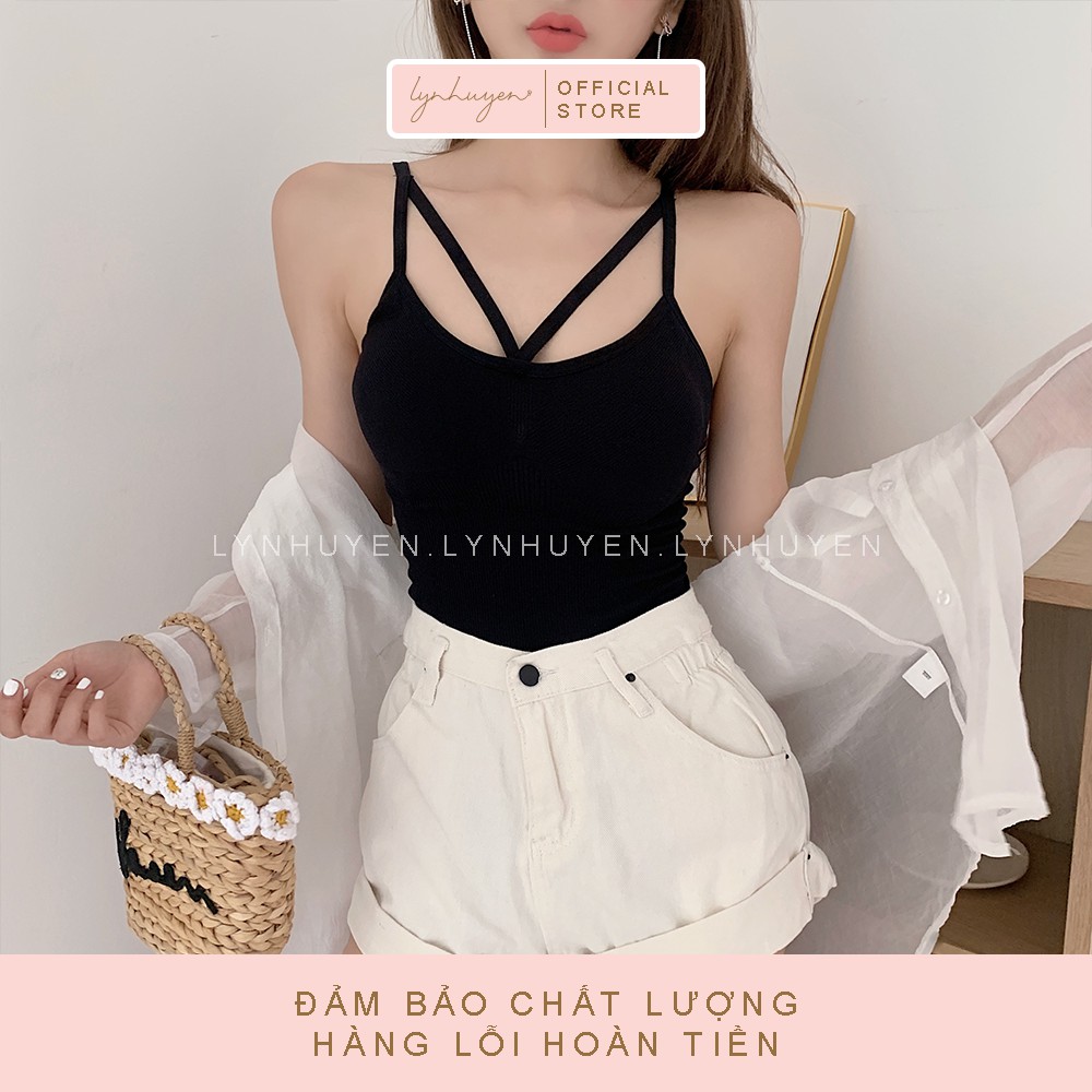 Áo 2 Dây Nữ Len Tăm Có Mút Ngực Croptop Lynhuyen - 4 Màu - AD006