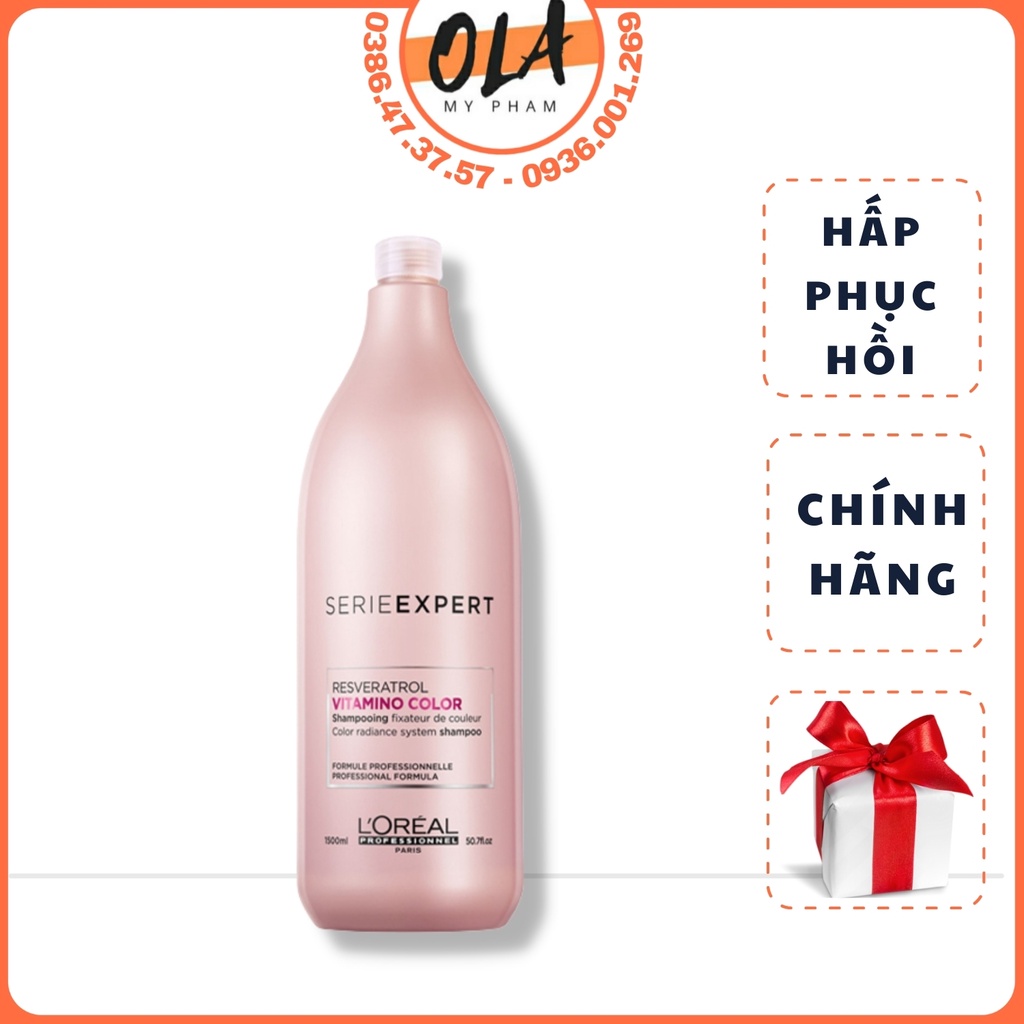 Dầu gội Loreal Vitamino Color giữ màu tóc nhuộm 1500ml (SPAIN) - mỹ phẩm ola