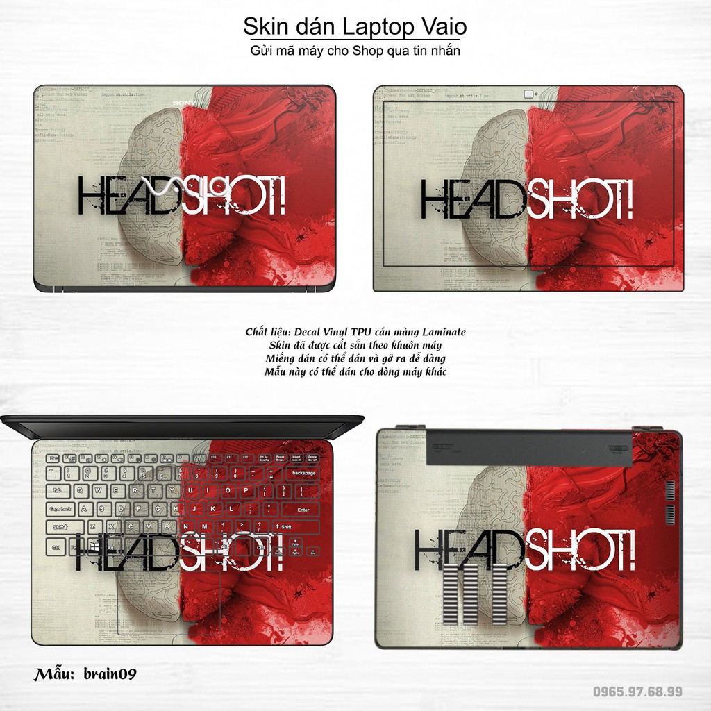 Skin dán Laptop Sony Vaio in hình Left Brain Right Brain (inbox mã máy cho Shop)