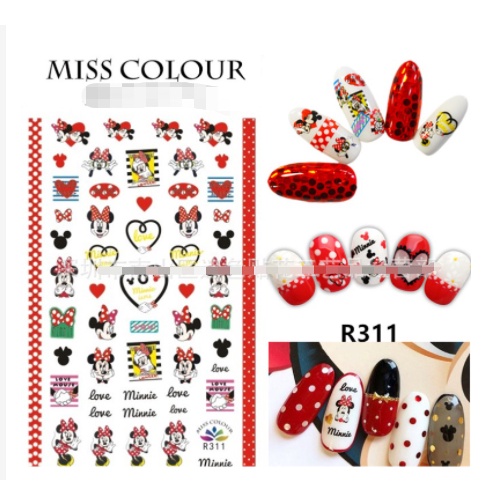 sticker mickey trang tri nail