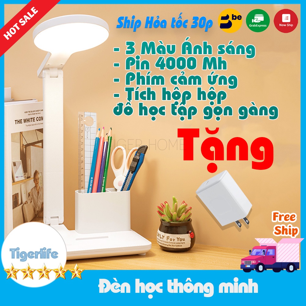 Đèn bàn đèn học tích điện chống cận bảo vệ thị lực Ánh sáng 3 màu pin điện dung lượng cao an toàn  bền bỉ