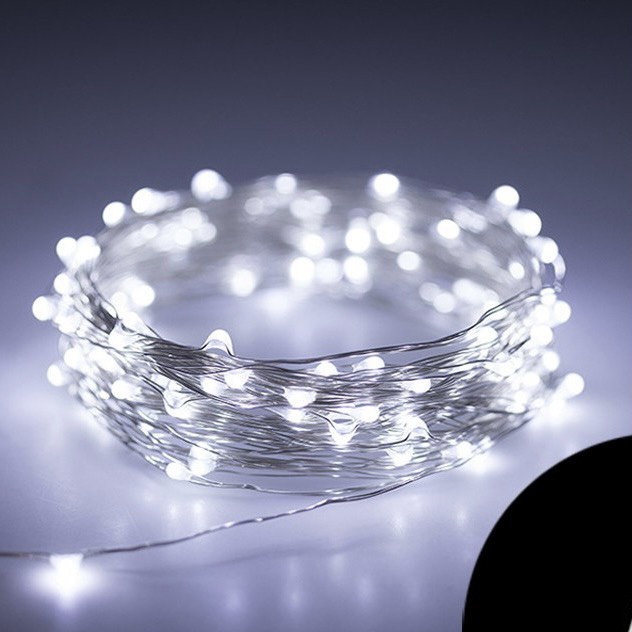 Dây Đèn Led Đom Đóm Dài 10 Mét 100 Bóng FairyLight Trang Trí Không Chớp Trang Trí Lều Trại, Góc Học Tập