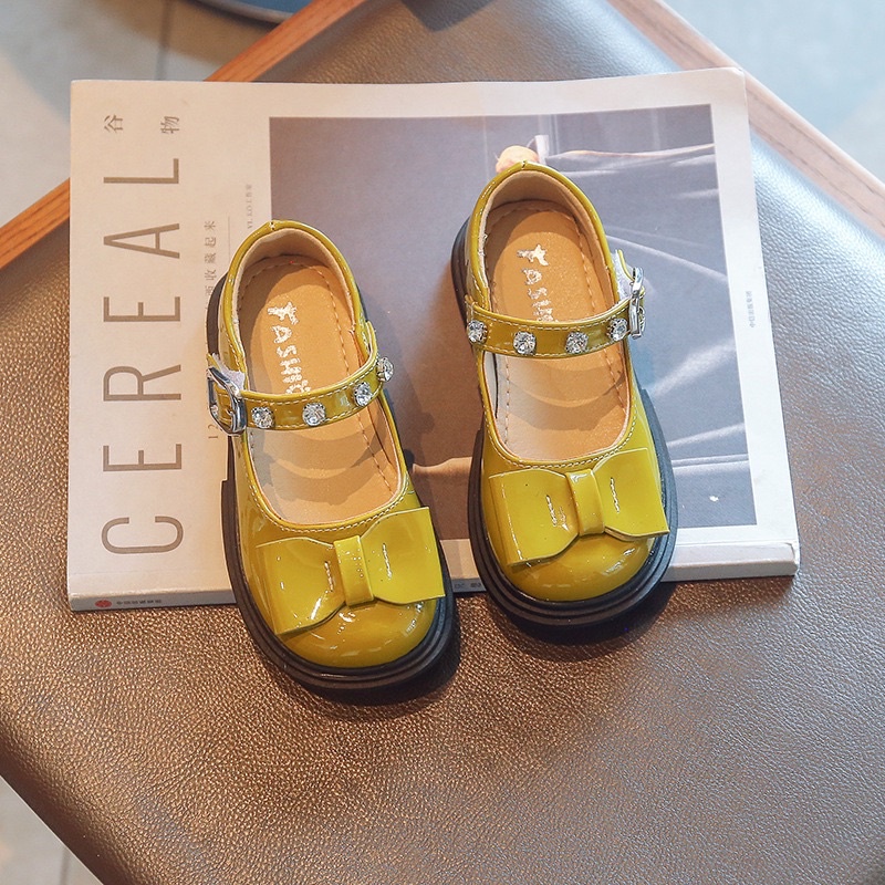 Giày búp bê đính nơ cho bé gái thiết kế quai đính đá siêu xinh lên chân siêu xinh tiểu thư