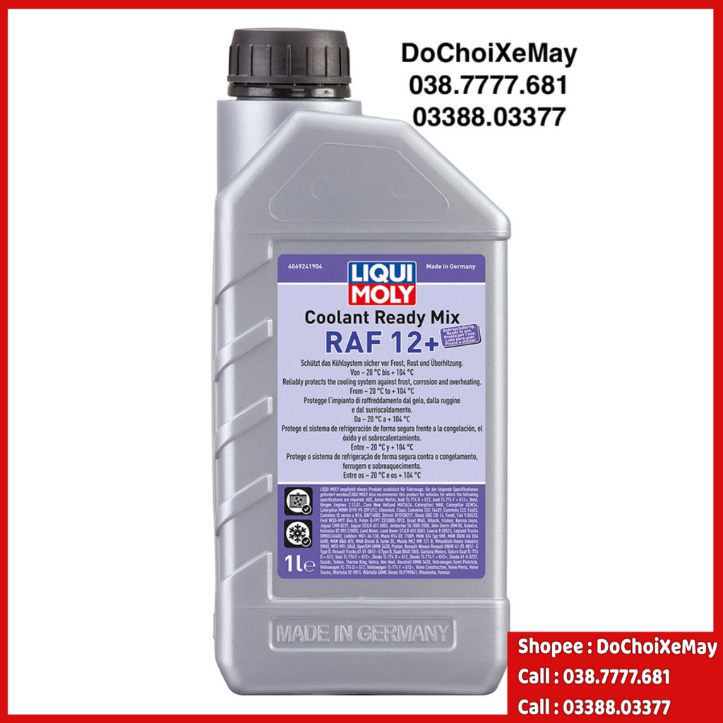 Nước Làm Mát Cao Cấp Liqui Moly Coolant Ready Mix RAF-12 Plus 1L Pha Sẵn cho mọi loại xe . DoChoiXeMay