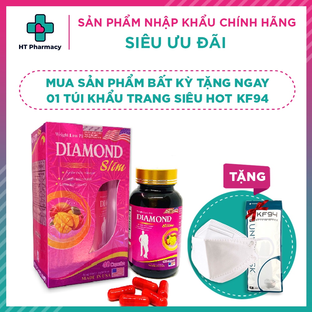 Viên uống giảm cân Diamond Slim USA. Hỗ trợ chuyển hóa chất béo, hỗ trợ giảm béo