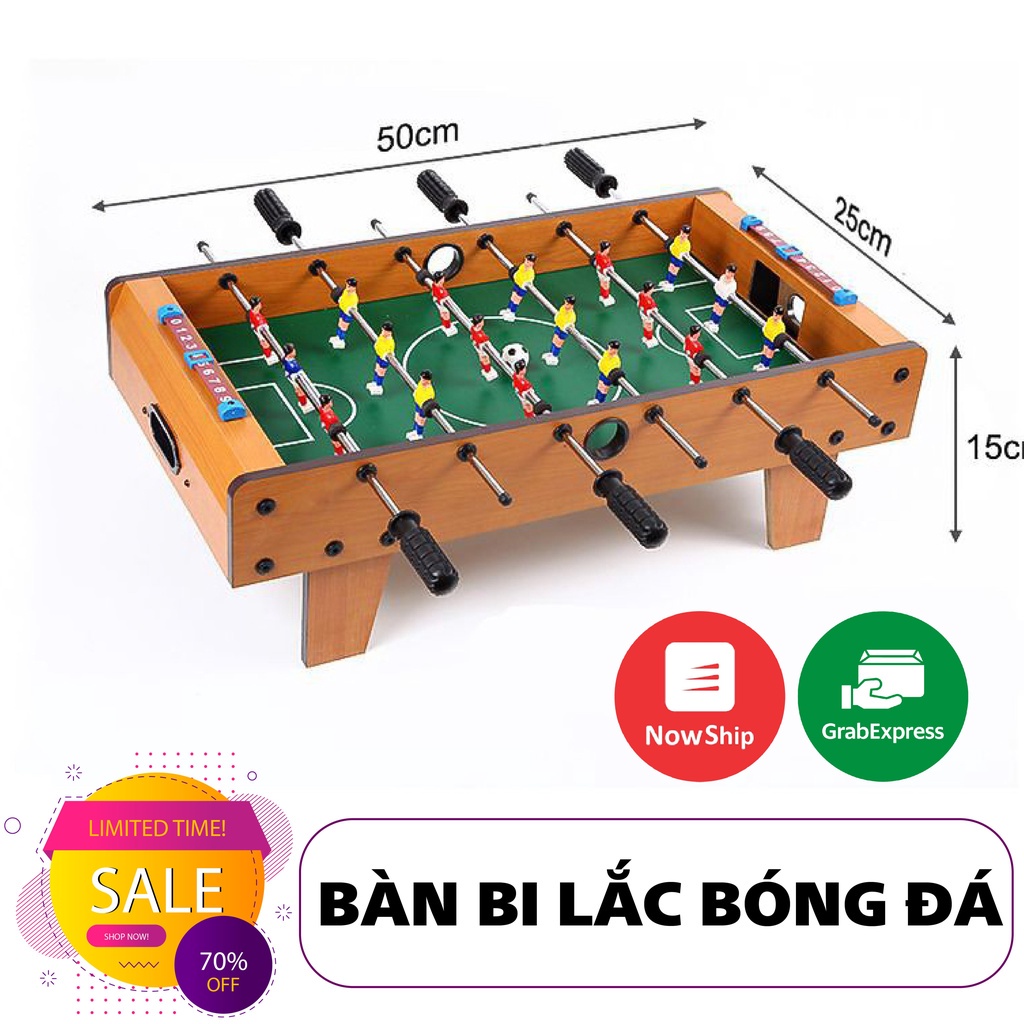 Bàn bi lắc bóng đá 6 tay bằng gỗ, bàn chơi đá bóng, bàn bi lắc mini Tặng kèm 2 bóng hàng chĩnh hãng