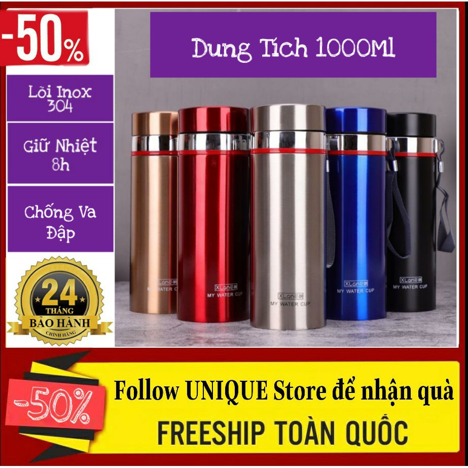 Bình giữ nhiệt lõi INOX304 không gỉ - Dung tích 1000ML